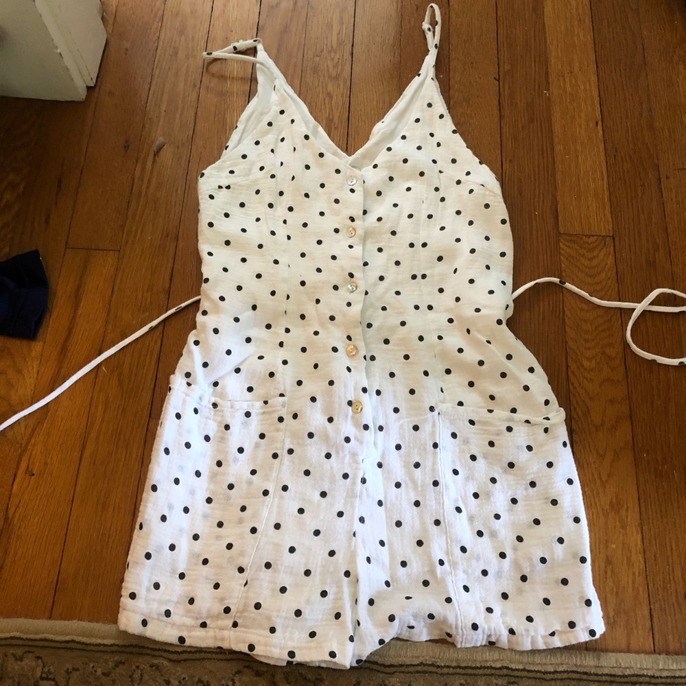 Princess Polly polka dot button up romper